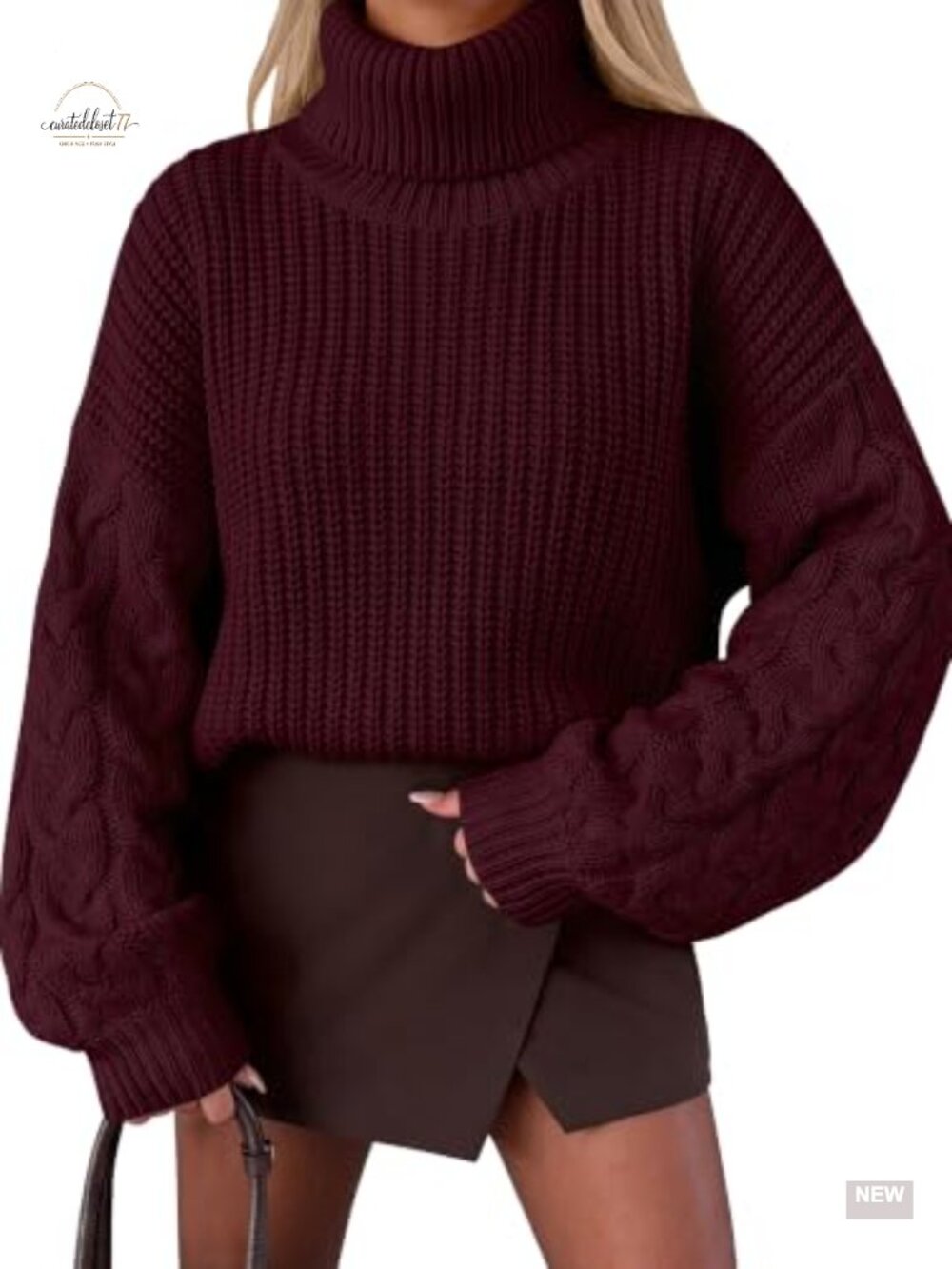 Oversized Cable Knit Chunky Turtleneck Pullover Sweater Acrylic